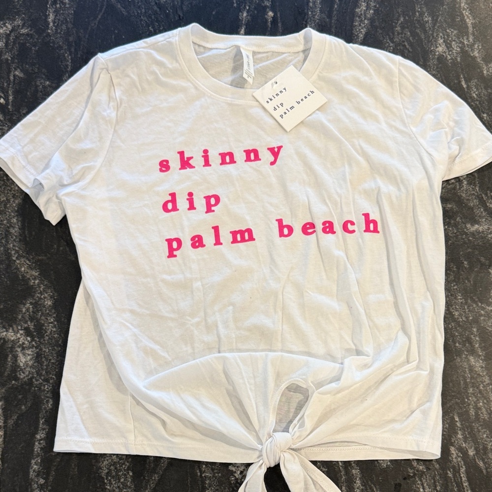 Palm Beach White Graphic Tie-Front Tee